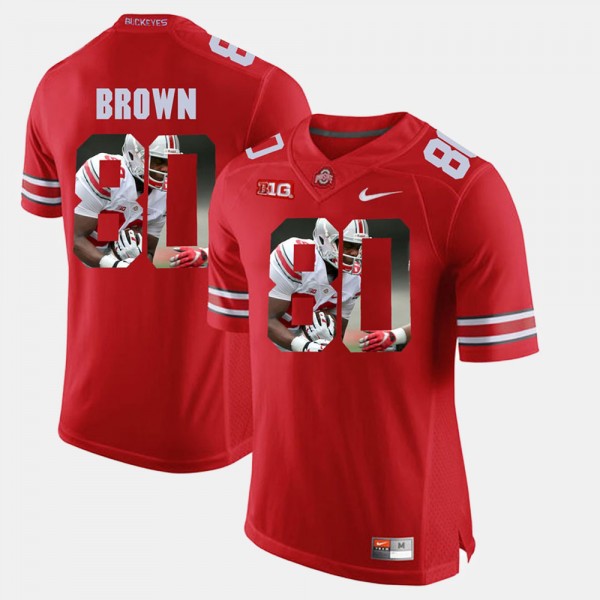 Ohio State Buckeyes Noah Brown Men's #80 Scarlet Pictorial Fashion College Football Jersey 2404VJYB2